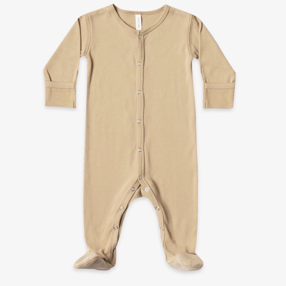 Quincy Mae Brushed Jersey Snap Footie Pajamas - Honey Yellow